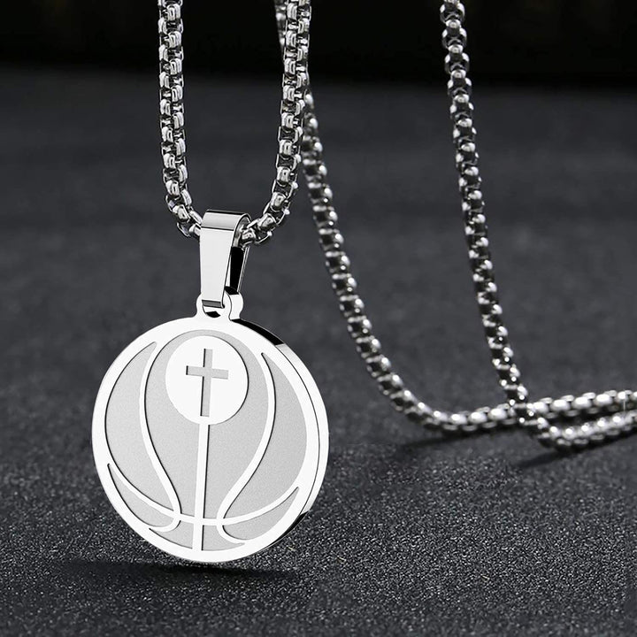 Christianartworkshop Sports Prayer Pendant Necklace: Philippians 4:13 & Sport Icon for Daily Carry - Silver Basketball - image 6