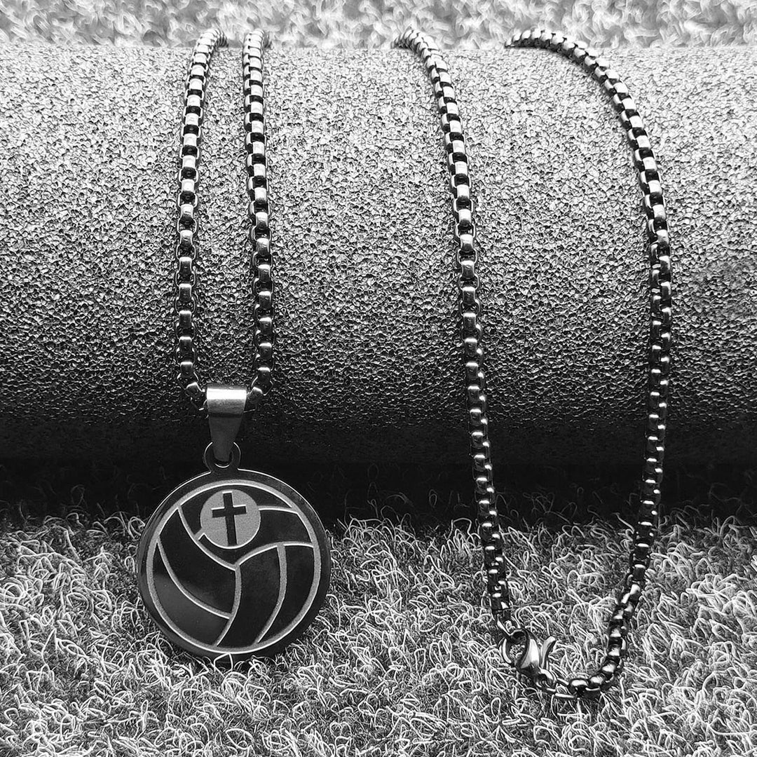 Christianartworkshop Sports Prayer Pendant Necklace: Philippians 4:13 & Sport Icon for Daily Carry - Black Volleyball - image 11