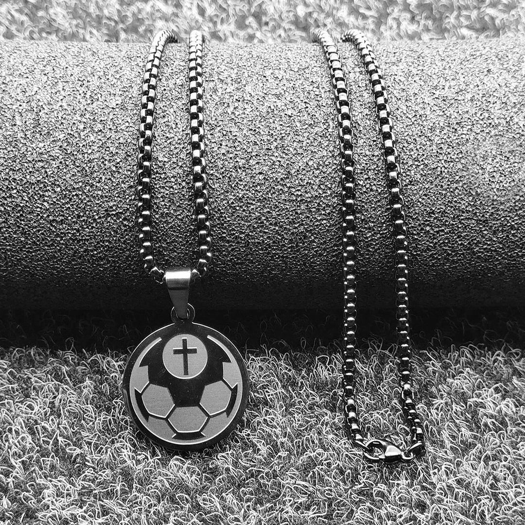 Christianartworkshop Sports Prayer Pendant Necklace: Philippians 4:13 & Sport Icon for Daily Carry - Black Football - image 13