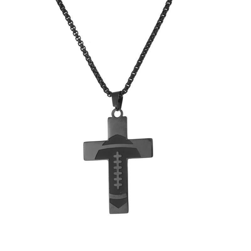 Christianartworkshop Personalizable Sport Cross Necklace: Faith Symbol & Hobby Details for Daily Wear - Rugby - Name Customized - image 4