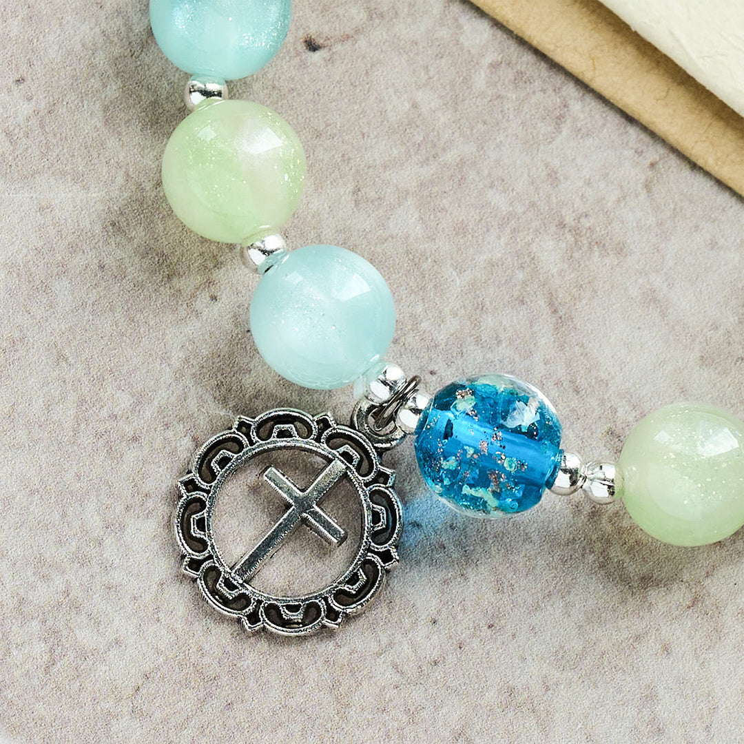 Christianartworkshop UV-Changing Glitter Bead Bracelet with Ornate Cross: Shimmer in Faithful Hues - image 6