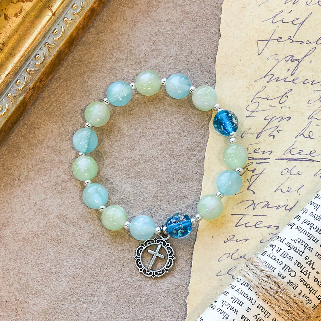 Christianartworkshop UV-Changing Glitter Bead Bracelet with Ornate Cross: Shimmer in Faithful Hues - image 5