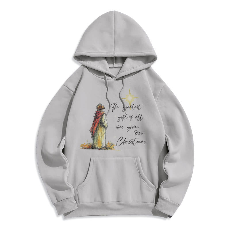 Christianartworkshop Christmas Star Themed Fleece Lined Polyester Hoodie - Grey - 2XL - image 6