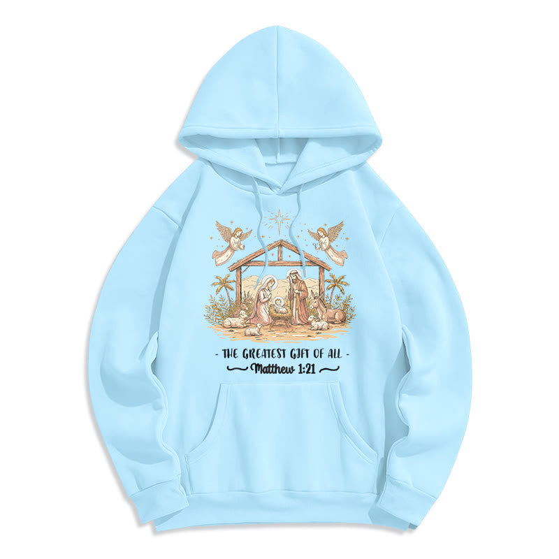 Christianartworkshop Christmas Matthew 1:2 Nativity Fleece Lined Polyester Hoodie - Blue - 2XL - image 5