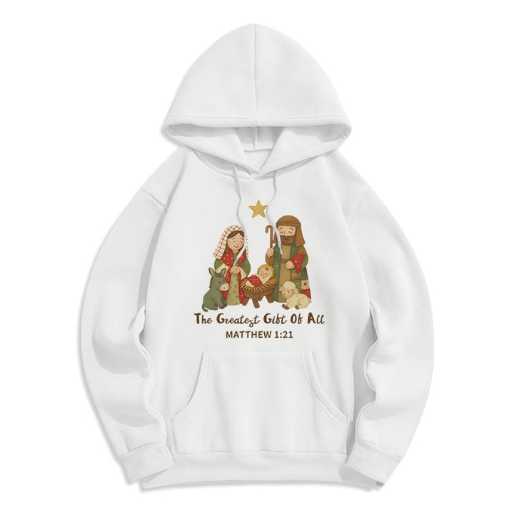 Christianartworkshop Christmas Faith & Warmth Fleece Lined Polyester Hoodie - White - 2XL - image 0