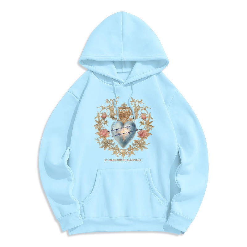 Christianartworkshop Sacred Heart & St. Bernard Fleece Lined Polyester Hoodie - Blue - 2XL - image 7