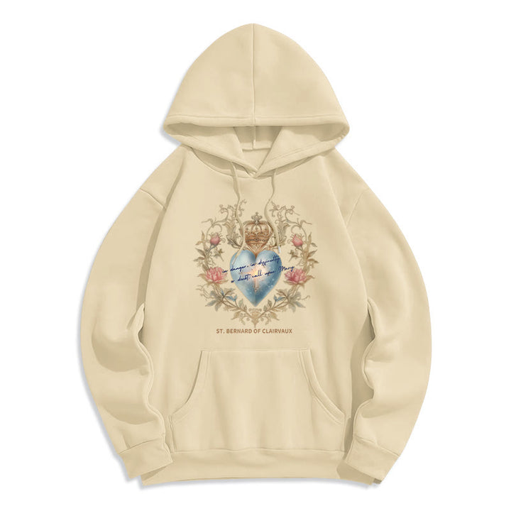 Christianartworkshop Sacred Heart & St. Bernard Fleece Lined Polyester Hoodie - Beige - 2XL - image 8