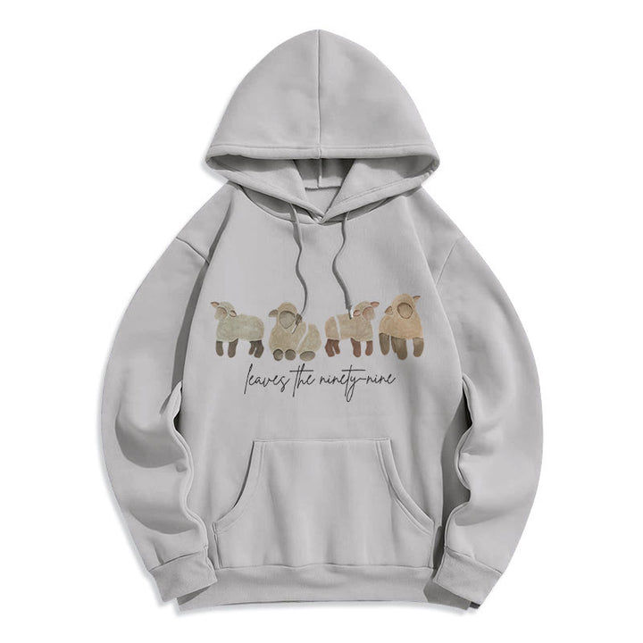 Christianartworkshop Sheep & Shepherd Phrase Fleece Lined Polyester Hoodie - Grey - 2XL - image 3
