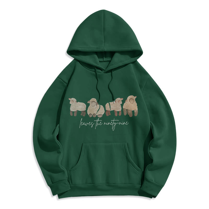 Christianartworkshop Sheep & Shepherd Phrase Fleece Lined Polyester Hoodie - Green - 2XL - image 7