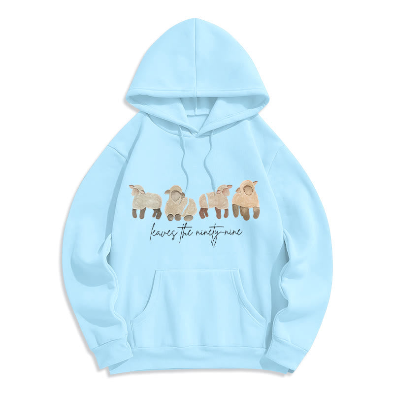 Christianartworkshop Sheep & Shepherd Phrase Fleece Lined Polyester Hoodie - Blue - 2XL - image 0