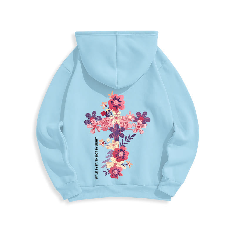 Christianartworkshop Jesus is the Light Floral Cross Faith Fleece Lined Polyester Hoodie - image 8