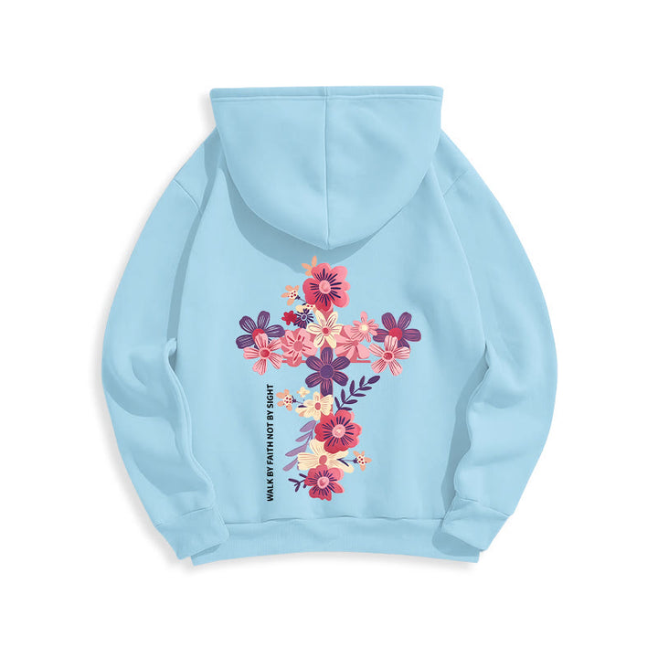 Christianartworkshop Jesus is the Light Floral Cross Faith Fleece Lined Polyester Hoodie - image 8