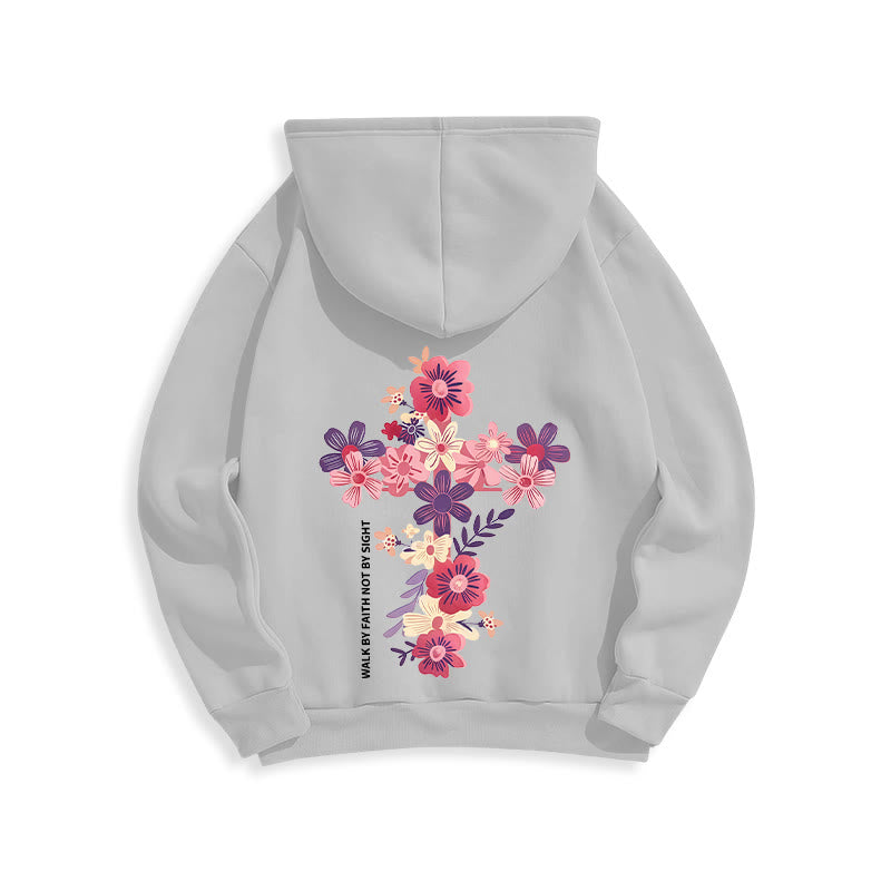 Christianartworkshop Jesus is the Light Floral Cross Faith Fleece Lined Polyester Hoodie - image 14