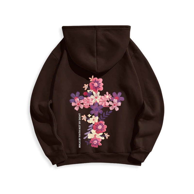 Christianartworkshop Jesus is the Light Floral Cross Faith Fleece Lined Polyester Hoodie - image 20