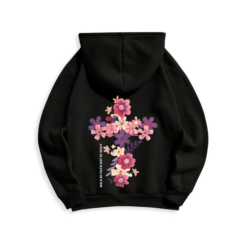 Christianartworkshop Jesus is the Light Floral Cross Faith Fleece Lined Polyester Hoodie - image 23