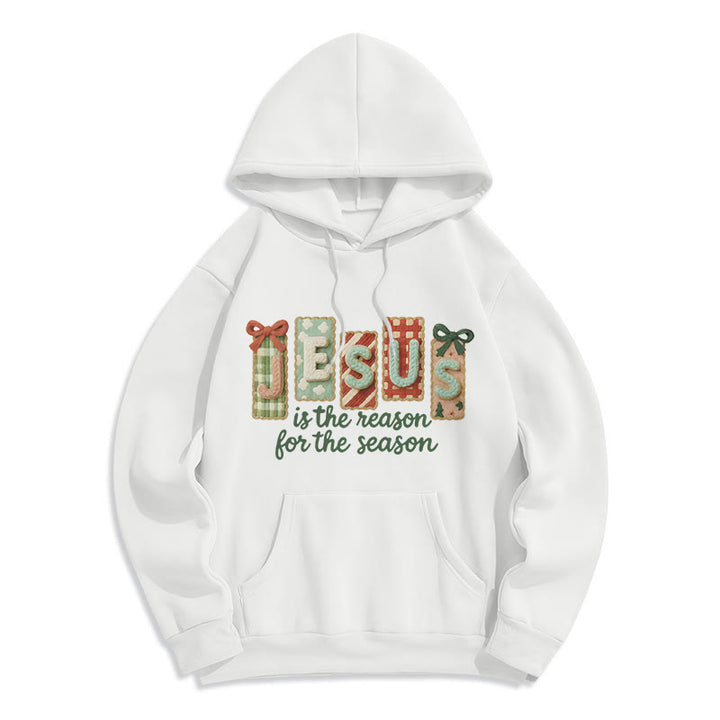 Christianartworkshop Christmas Jesus is the Reason Fleece Lined Polyester Hoodie - White - 2XL - image 7