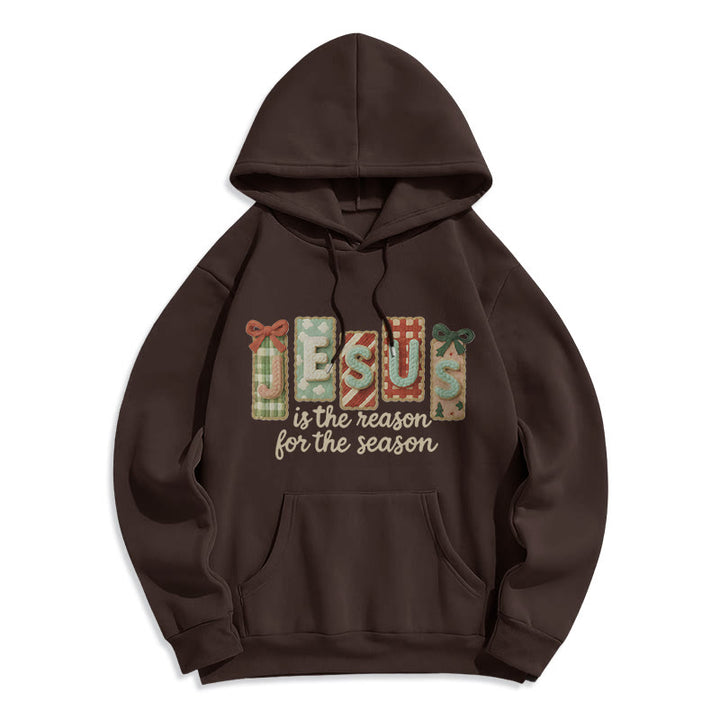 Christianartworkshop Christmas Jesus is the Reason Fleece Lined Polyester Hoodie - Brown - 2XL - image 8