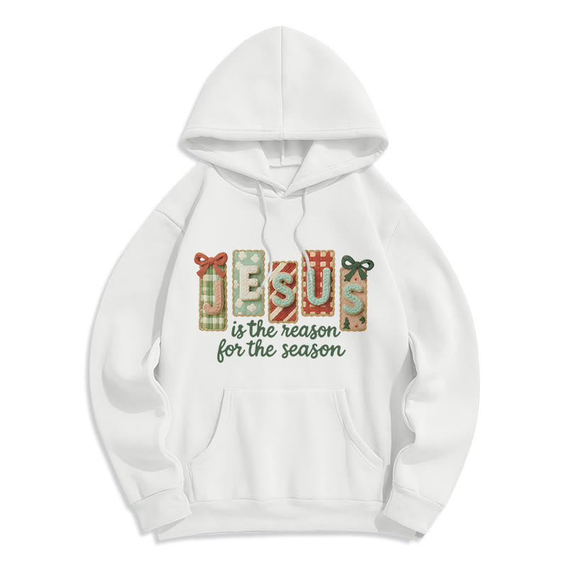 Christianartworkshop Christmas Jesus is the Reason Fleece Lined Polyester Hoodie - White - 2XL - image 6