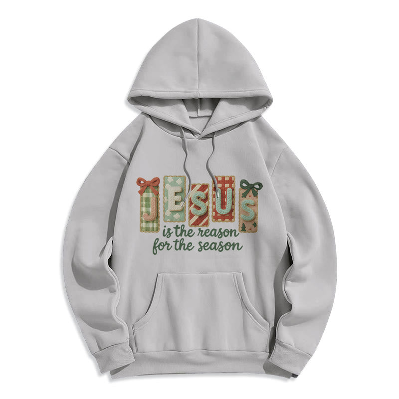 Christianartworkshop Christmas Jesus is the Reason Fleece Lined Polyester Hoodie - Grey - 2XL - image 5
