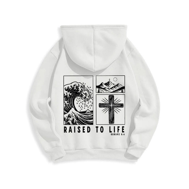 Christianartworkshop Romans 6:4 Raised to Life Fleece Lined Polyester Hoodie - image 23