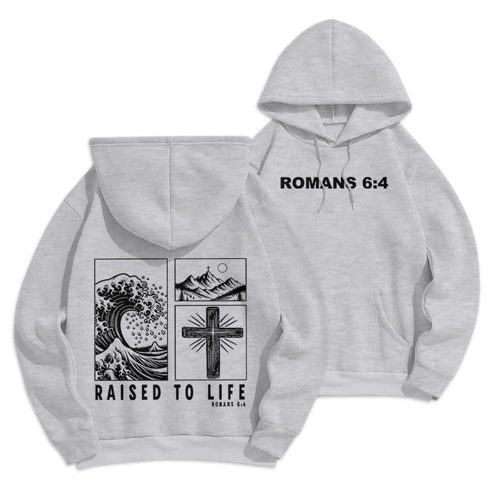 Christianartworkshop Romans 6:4 Raised to Life Fleece Lined Polyester Hoodie - Grey - 2XL - image 19