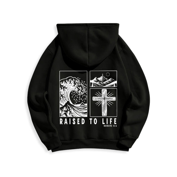 Christianartworkshop Romans 6:4 Raised to Life Fleece Lined Polyester Hoodie - image 6
