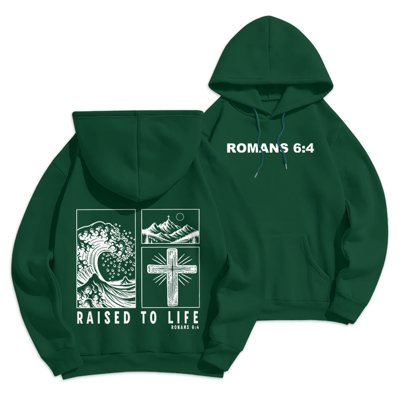Christianartworkshop Romans 6:4 Raised to Life Fleece Lined Polyester Hoodie - Green - 2XL - image 6