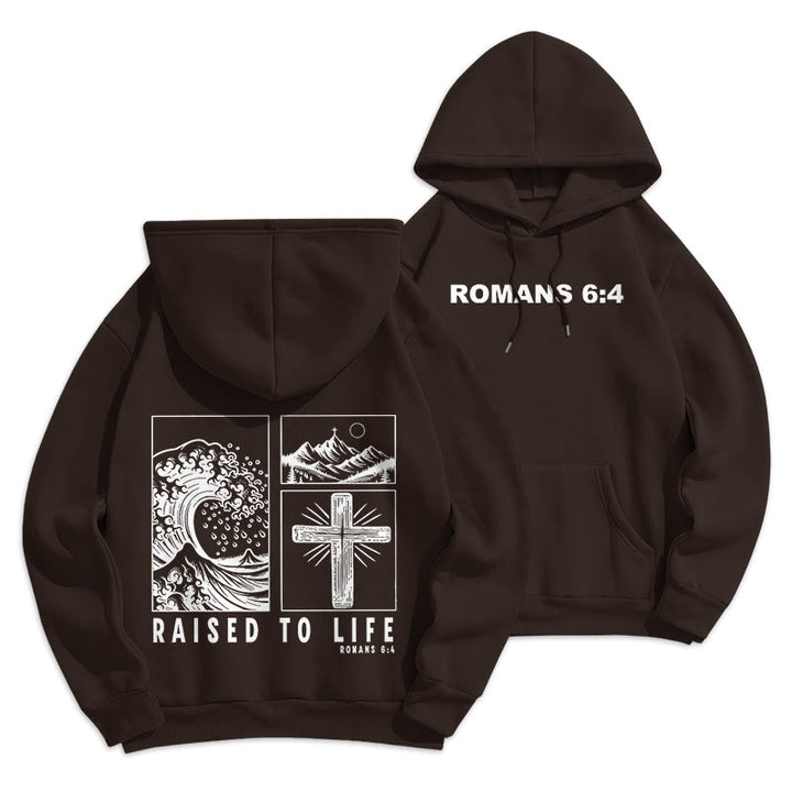 Christianartworkshop Romans 6:4 Raised to Life Fleece Lined Polyester Hoodie - Brown - 2XL - image 0