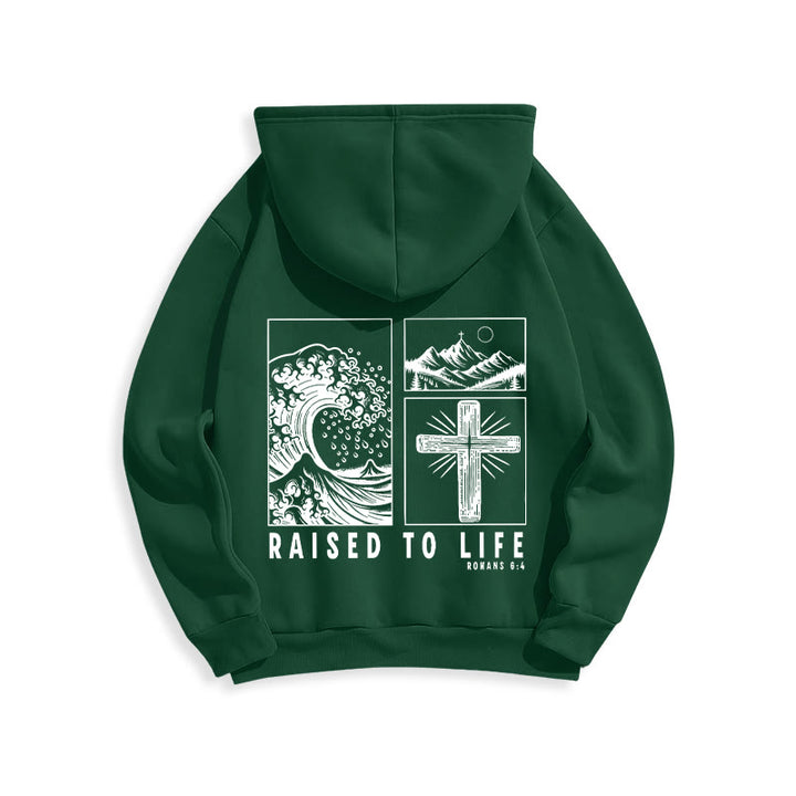 Christianartworkshop Romans 6:4 Raised to Life Fleece Lined Polyester Hoodie - image 9