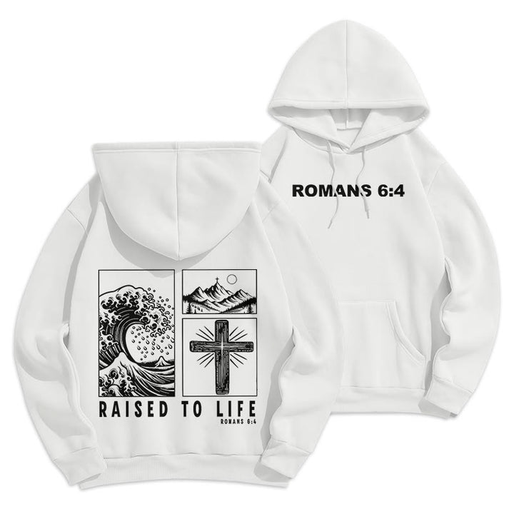 Christianartworkshop Romans 6:4 Raised to Life Fleece Lined Polyester Hoodie - White - 2XL - image 21
