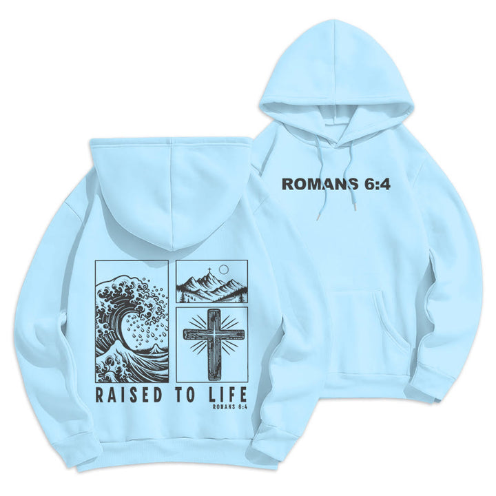 Christianartworkshop Romans 6:4 Raised to Life Fleece Lined Polyester Hoodie - Blue - 2XL - image 13