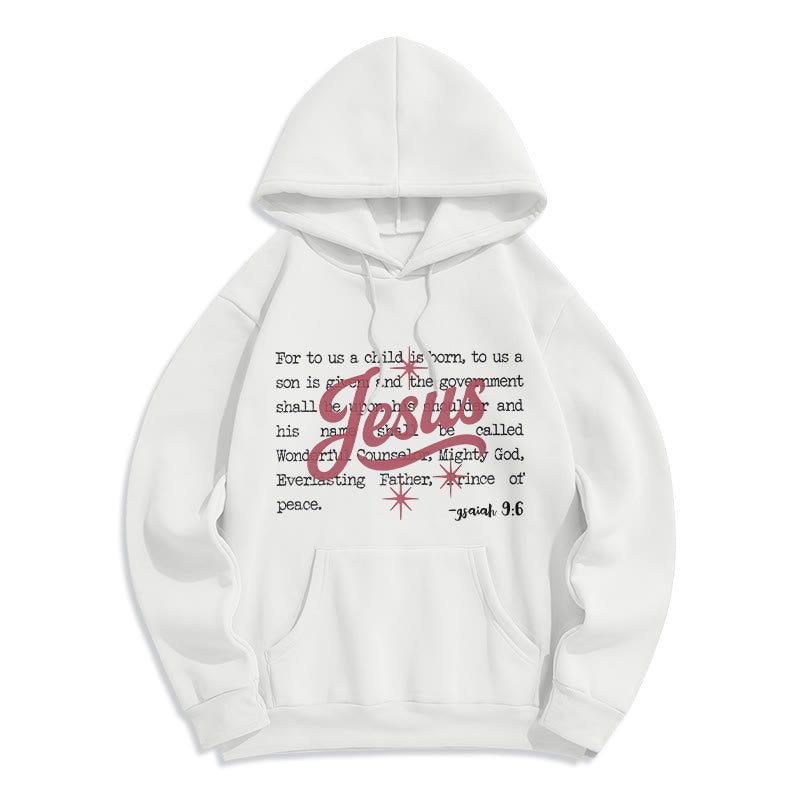 Christianartworkshop Jesus Christmas Isaiah 9:6 Prophecy Fleece Lined Polyester Hoodie - White - 2XL - image 0