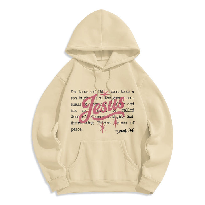 Christianartworkshop Jesus Christmas Isaiah 9:6 Prophecy Fleece Lined Polyester Hoodie - Beige - 2XL - image 7