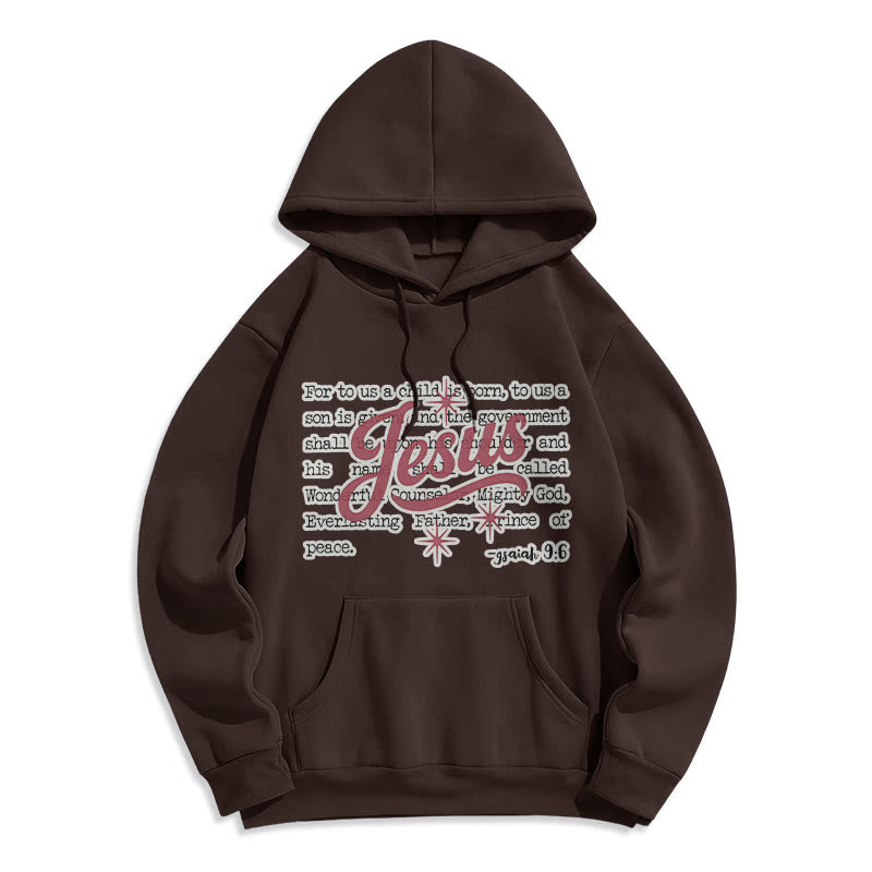 Christianartworkshop Jesus Christmas Isaiah 9:6 Prophecy Fleece Lined Polyester Hoodie - Brown - 2XL - image 2