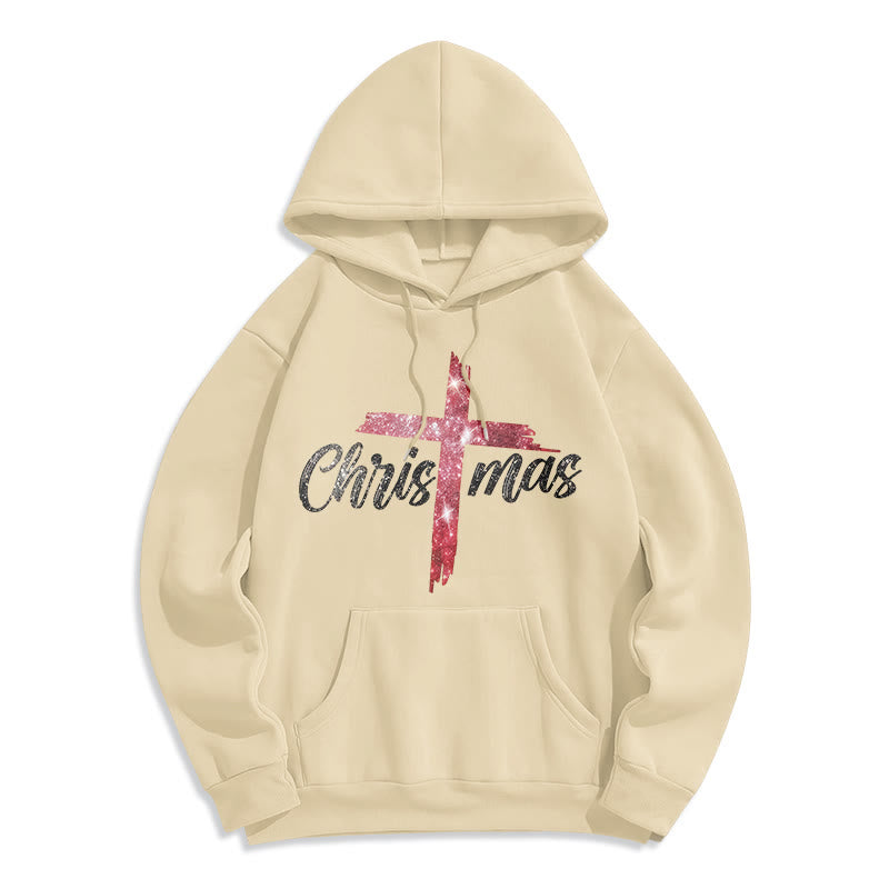Christianartworkshop Christmas Cross Festive Fleece Lined Polyester Hoodie - Beige - 2XL - image 8
