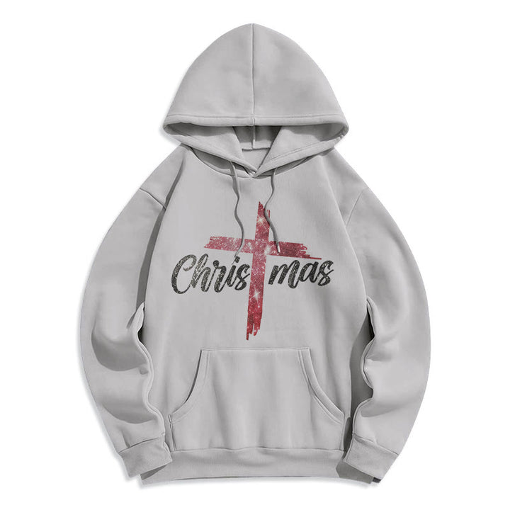 Christianartworkshop Christmas Cross Festive Fleece Lined Polyester Hoodie - Grey - 2XL - image 0
