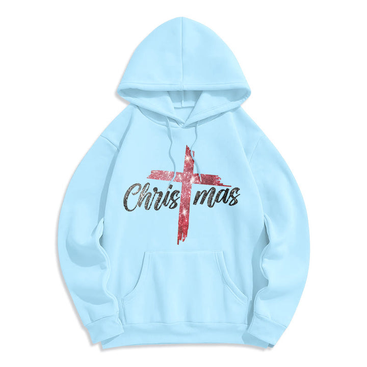 Christianartworkshop Christmas Cross Festive Fleece Lined Polyester Hoodie - Blue - 2XL - image 7