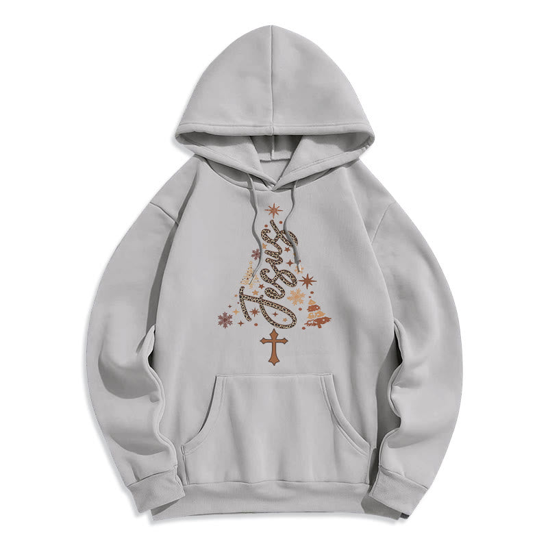 Christianartworkshop Jesus Christmas Tree Faith Fleece Lined Polyester Hoodie - Grey - 2XL - image 2