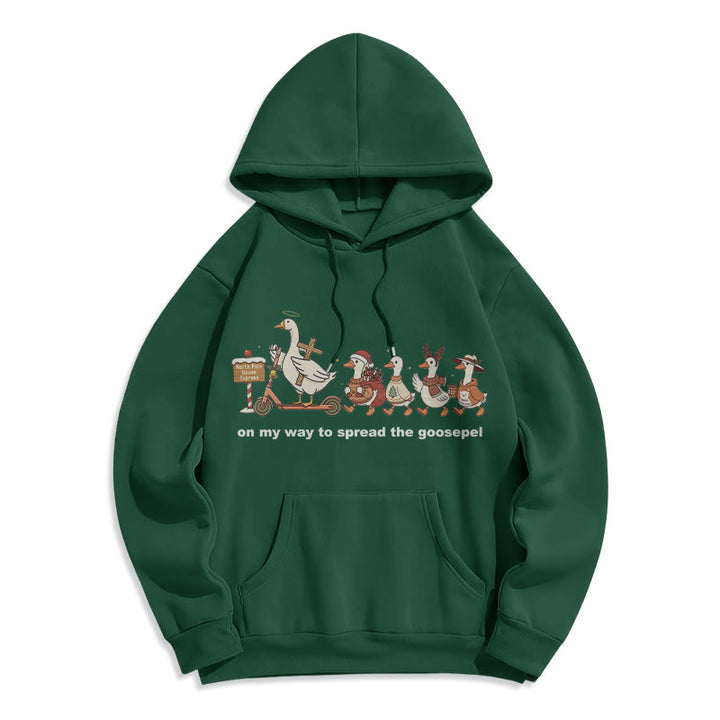 Christianartworkshop Playful Faith Christmas Fleece Lined Polyester Hoodie: Goospel Pun for Casual Outings - Green - 2XL - image 7