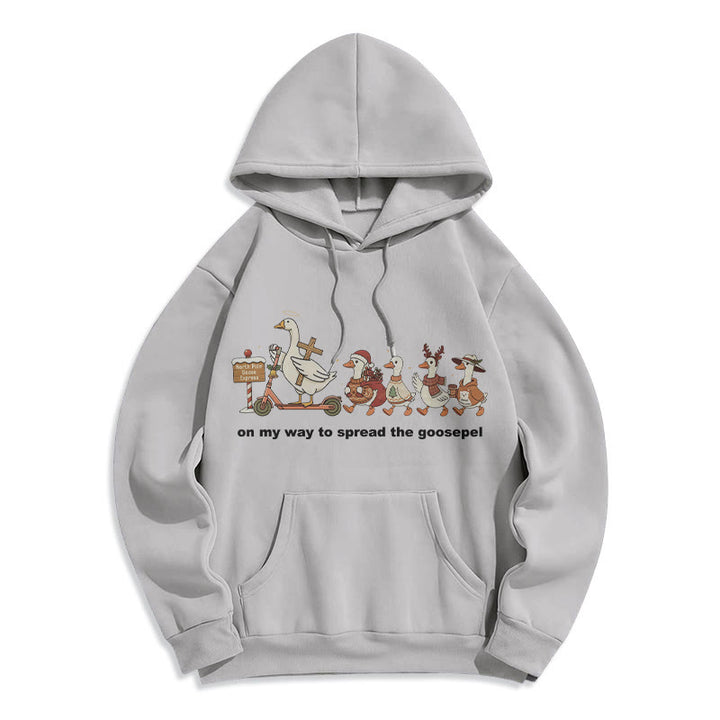 Christianartworkshop Playful Faith Christmas Fleece Lined Polyester Hoodie: Goospel Pun for Casual Outings - Grey - 2XL - image 3