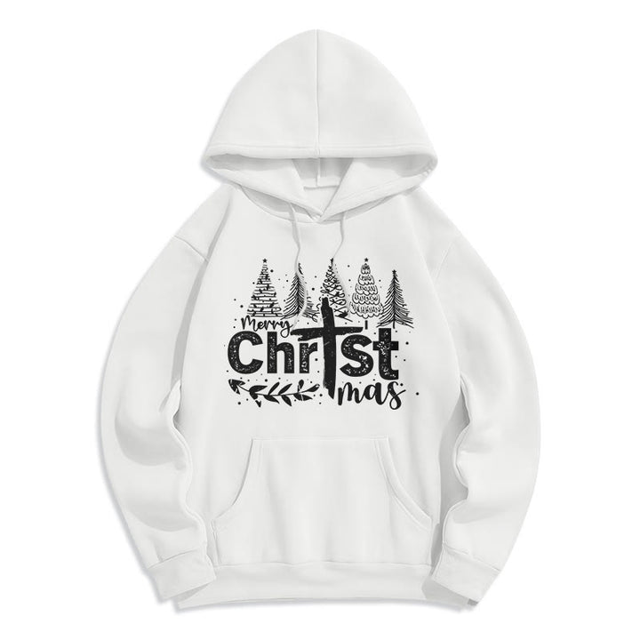 Christianartworkshop Cross Christmas Tree Faith Fleece Lined Polyester Hoodie - White - 2XL - image 5