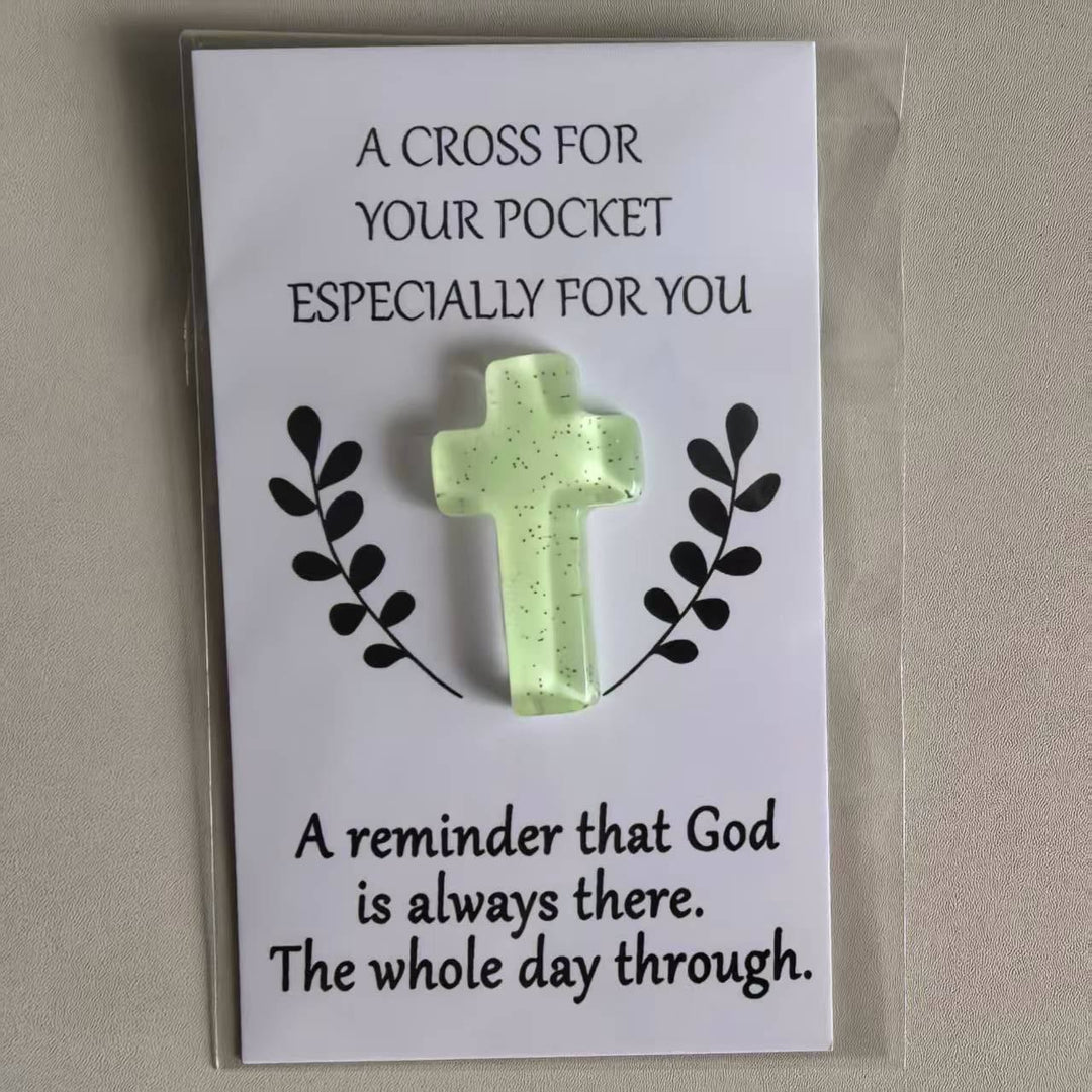 Christianartworkshop Glittered Pocket Cross: Portable Faith Reminder for Daily Carry - Green - image 6