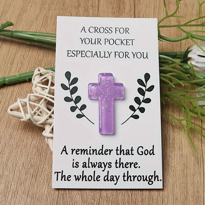 Christianartworkshop Glittered Pocket Cross: Portable Faith Reminder for Daily Carry - Purple - image 3