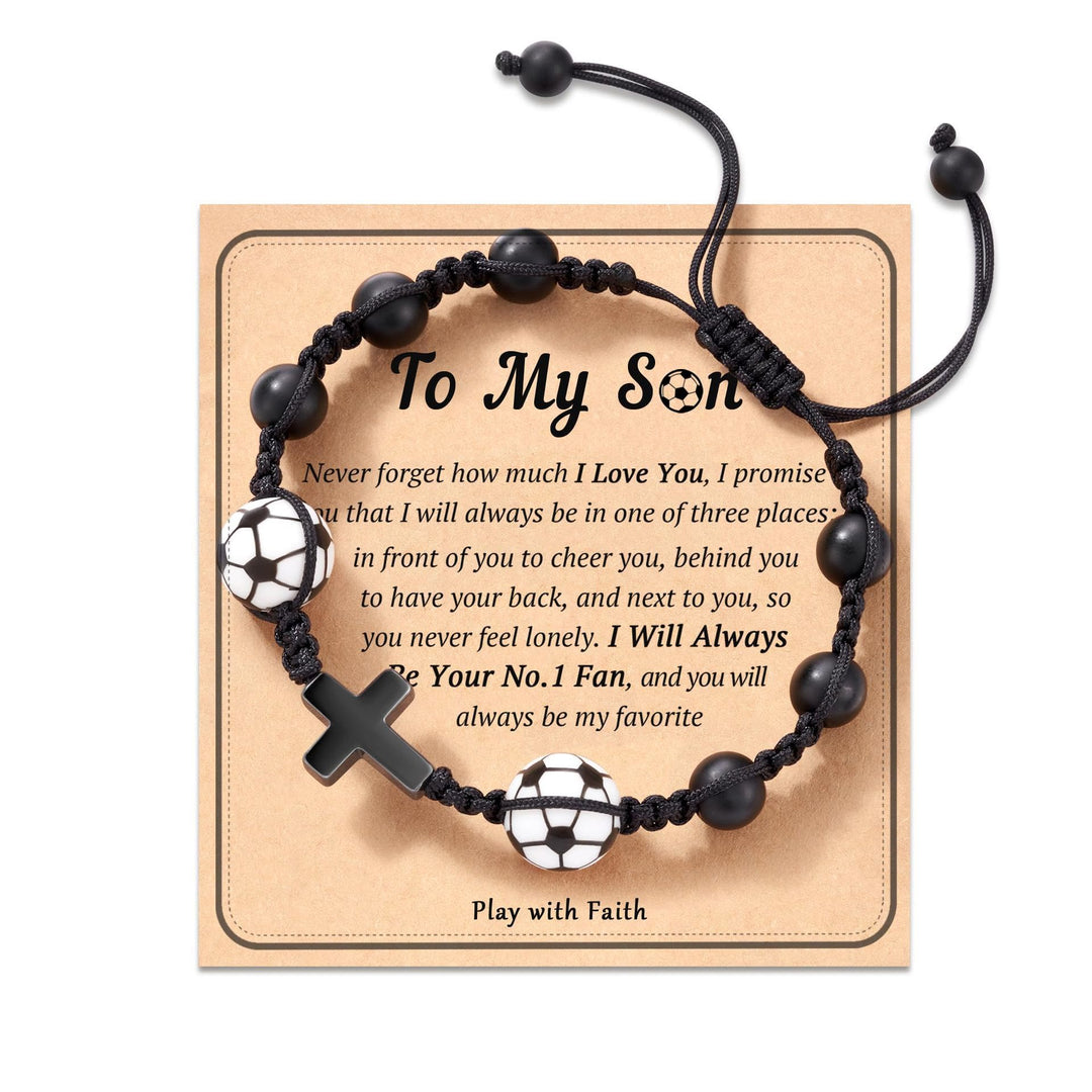 Christianartworkshop Sport-Themed Faith Bracelet: Heartfelt Message Card for Daily Wear - Soccer-Son - image 5