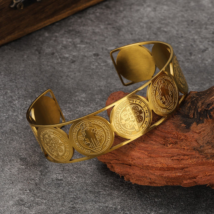 Christianartworkshop St. Benedict Medal Bracelet: Portable Reminder of Divine Grace - Golden - image 5