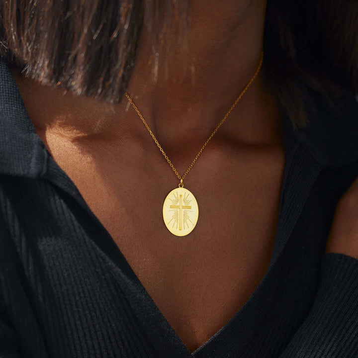 Christianartworkshop Radiant Cross Disc Necklace: Wearable Faith Token for Daily Carry - image 2