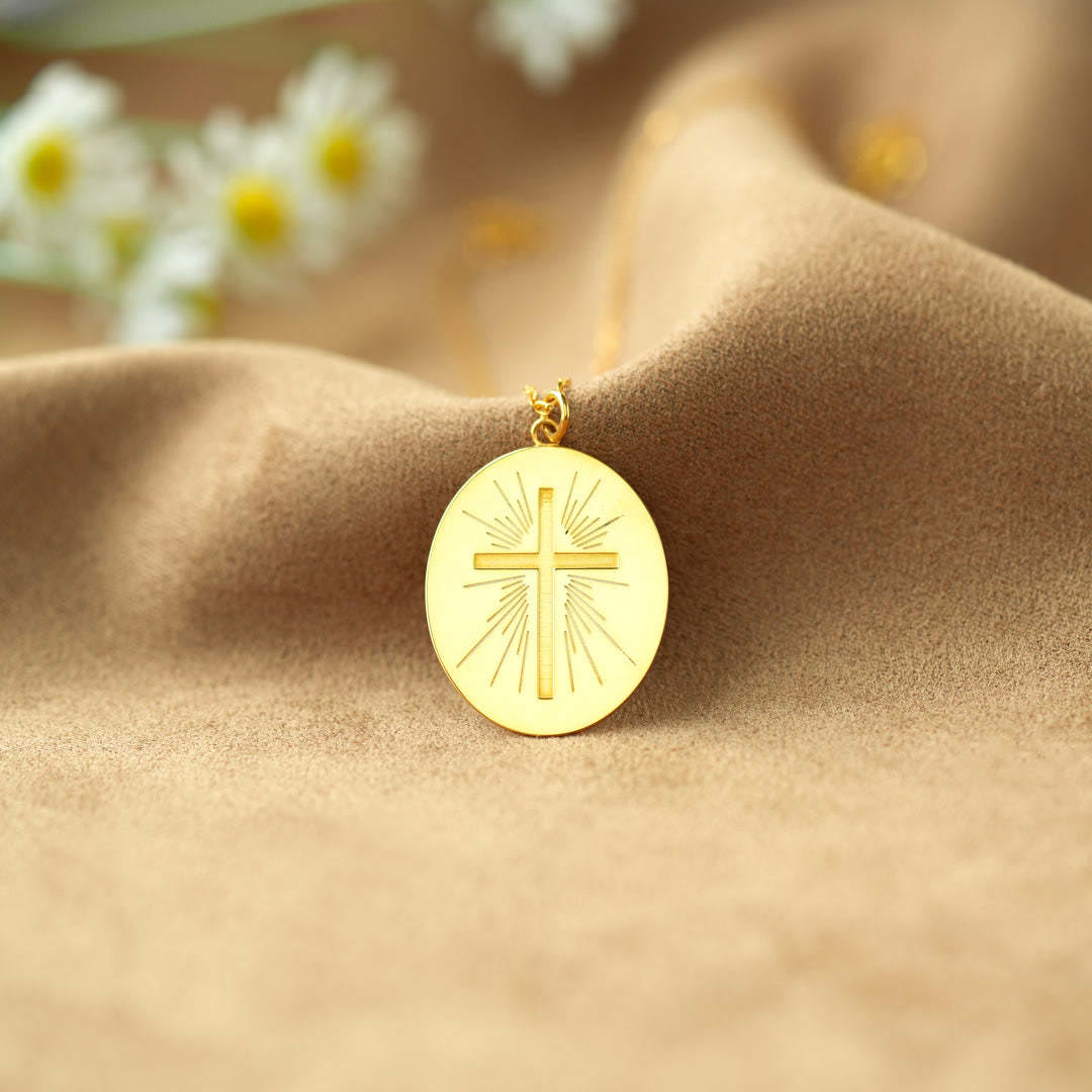Christianartworkshop Radiant Cross Disc Necklace: Wearable Faith Token for Daily Carry - image 3