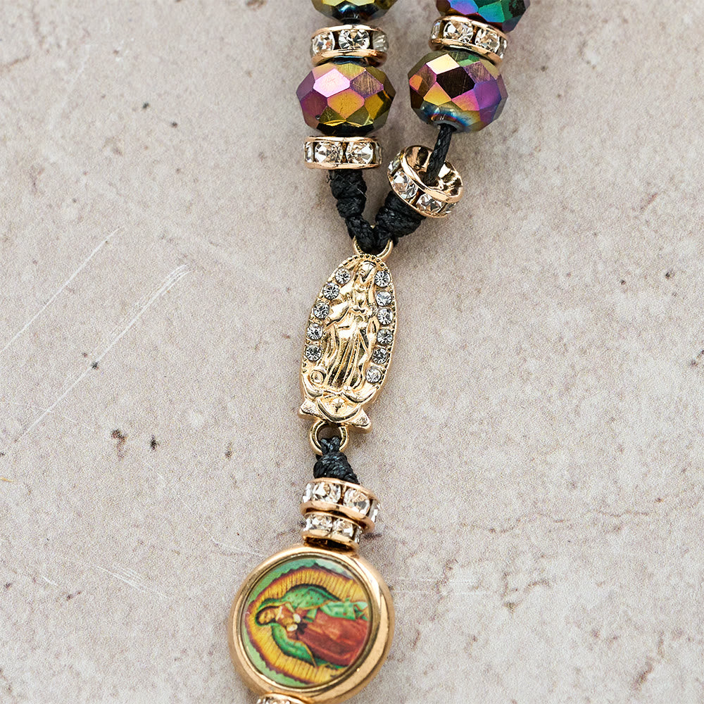 Christianartworkshop Iridescent Polyhedron Bead Rosary with Our Lady Cross: Constant Grace Reminder - image 10