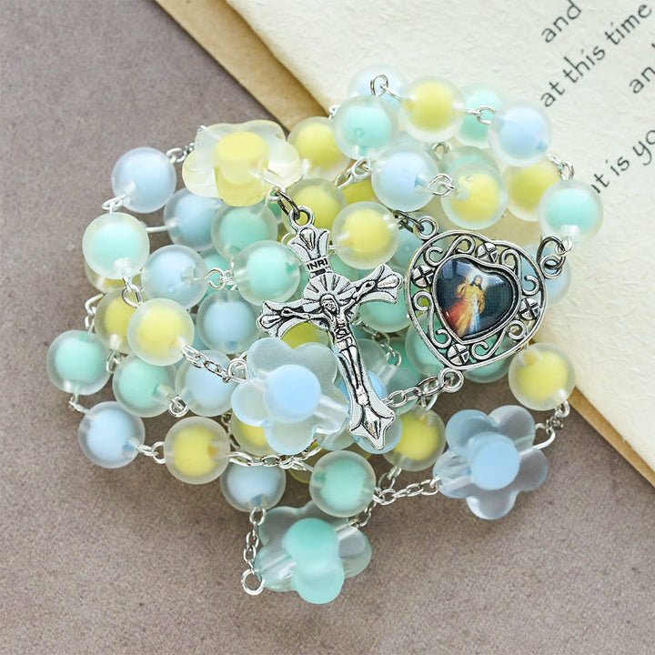 Christianartworkshop Pastel Floral Rosary with Jesus Heart Medal: Gentle Faith Companion for Prayer - image 8