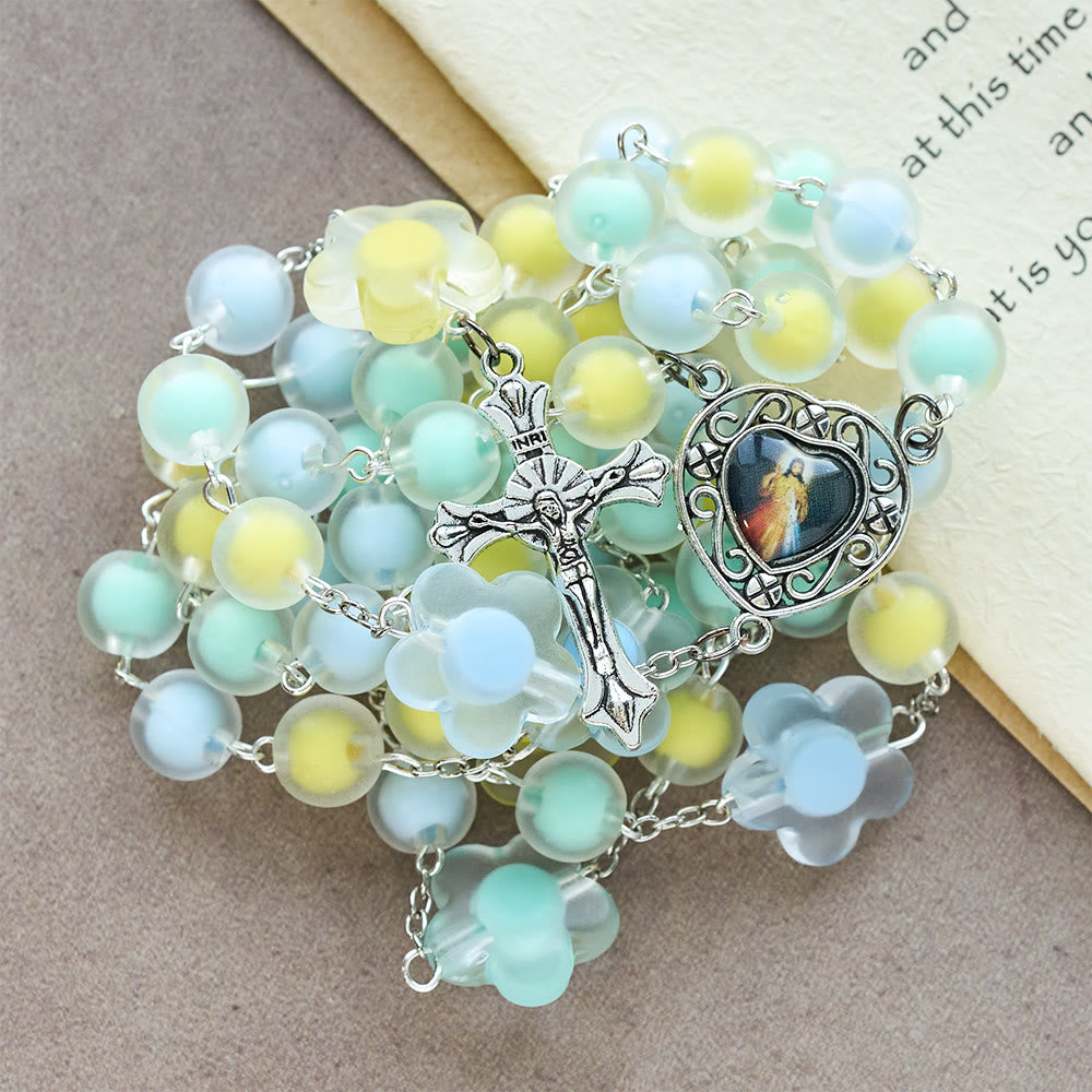 Christianartworkshop Pastel Floral Easter Rosary with Jesus Heart Medal: Prayer Beads for Spring Gift - image 8